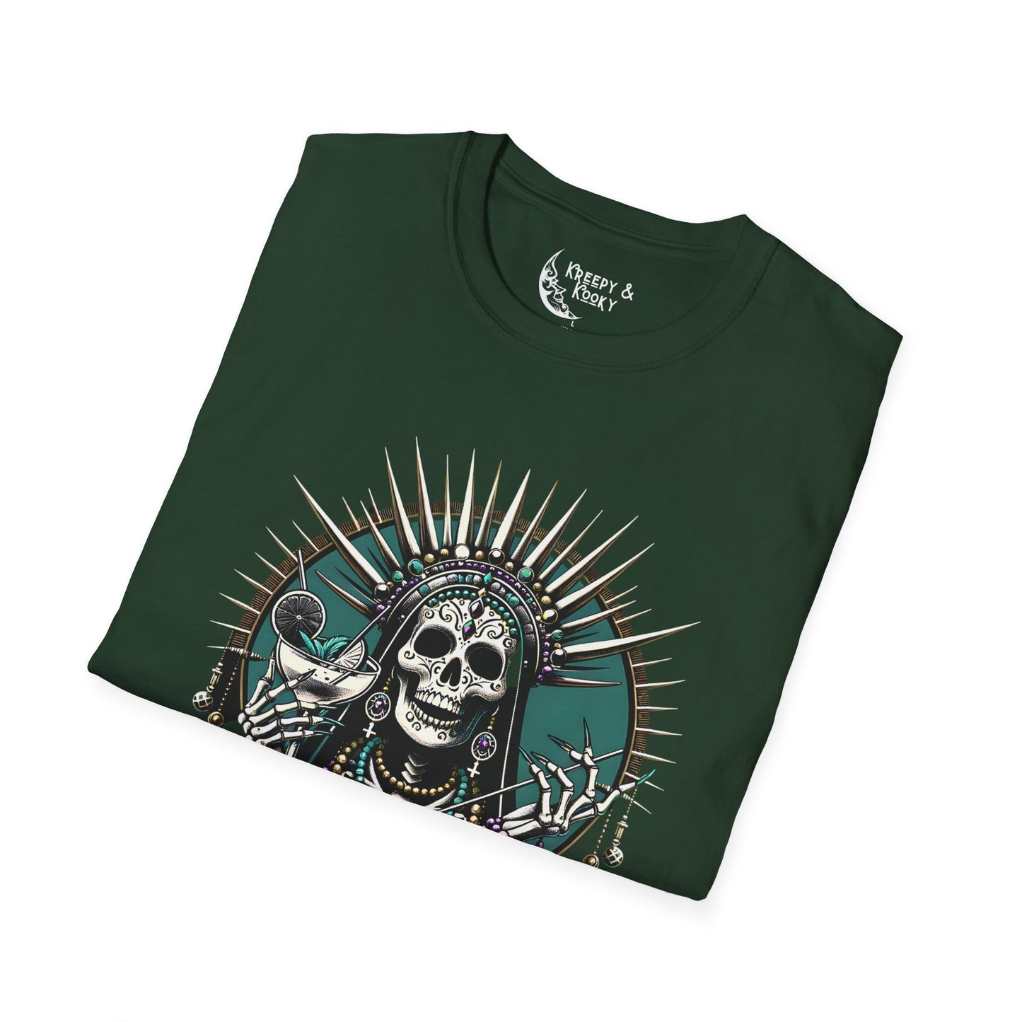 Voodoo beads and bourbon creepy mardi gras Unisex Softstyle T-Shirt