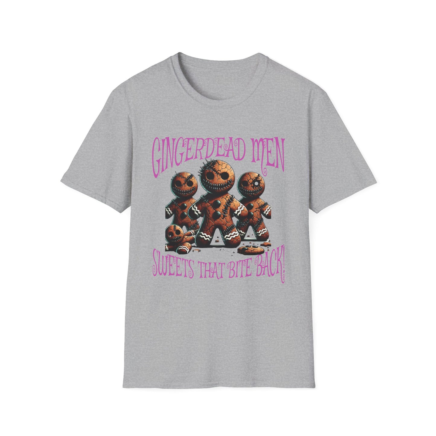 Gingerdead men Christmas spirit scary creepy gingerbread Unisex Softstyle T-Shirt