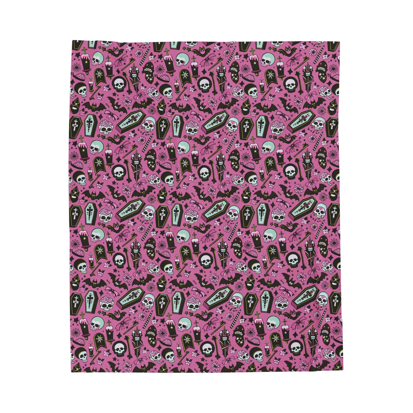 Whimsey Goth Skulls Velveteen Plush Blanket