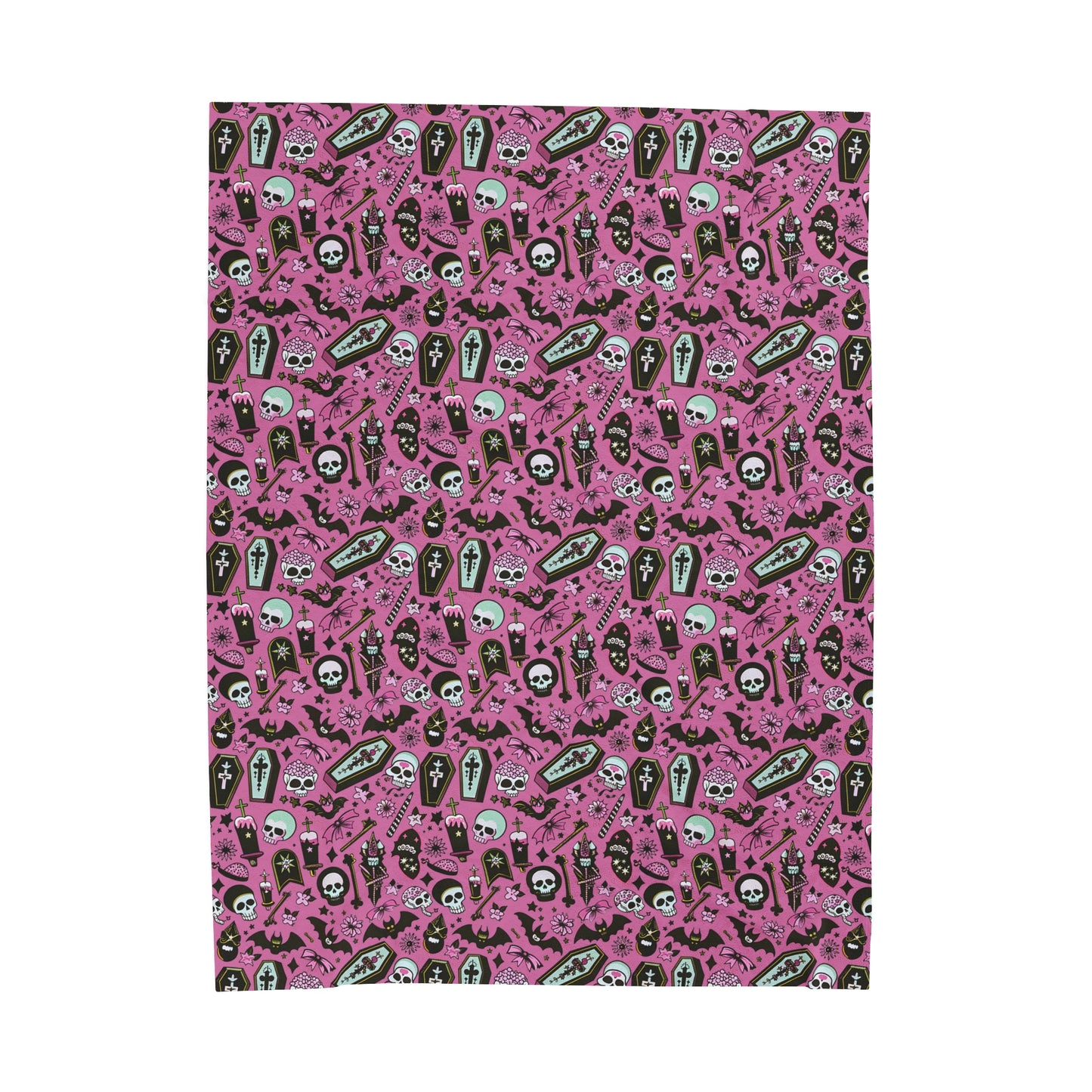 Whimsey Goth Skulls Velveteen Plush Blanket
