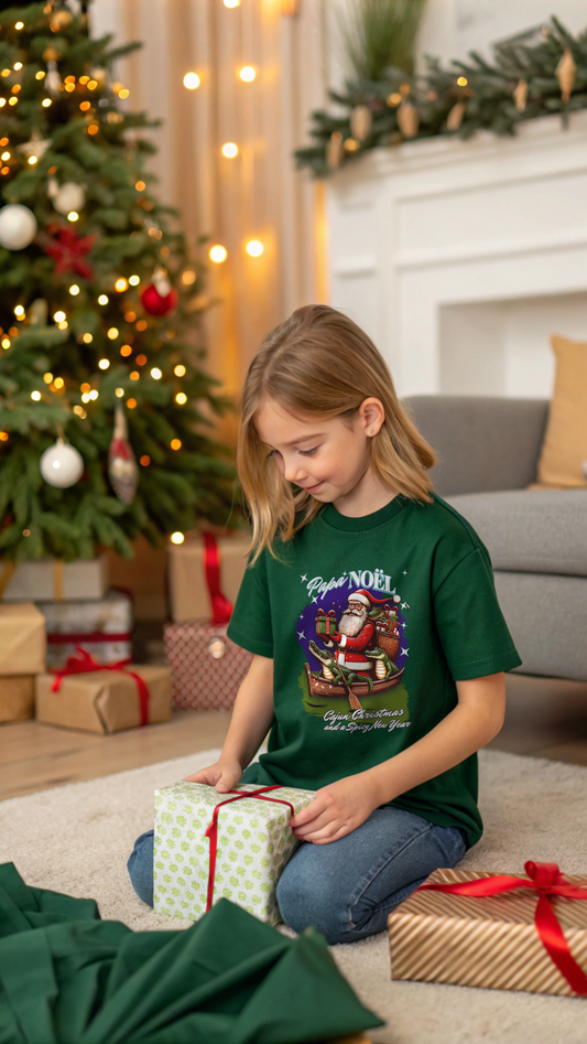 Papa Noel Cajun Christmas Spicy New Year Crew Kids Heavy Cotton™ Tee