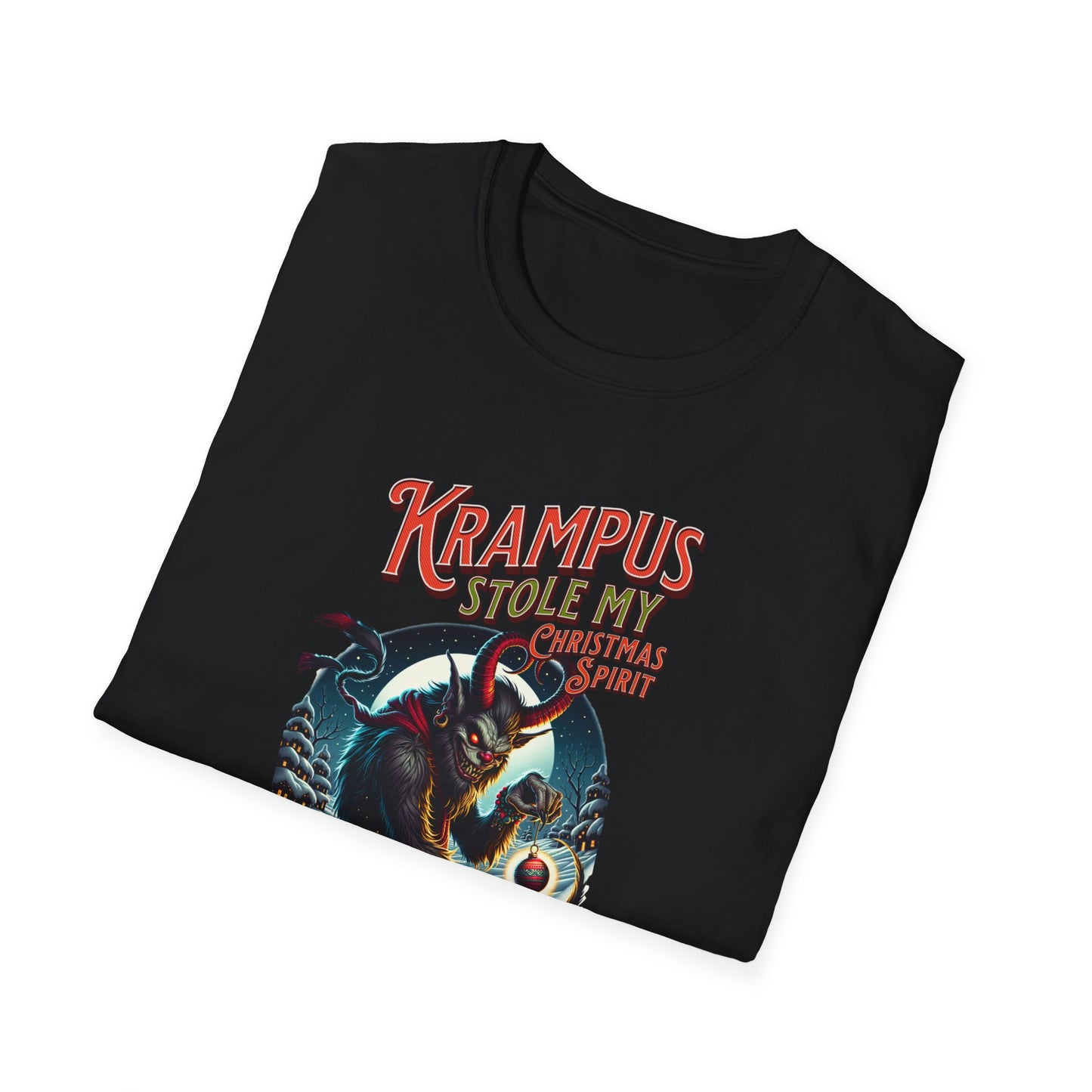 Krampus stole my christmas spirit scary creepy Unisex Softstyle T-Shirt
