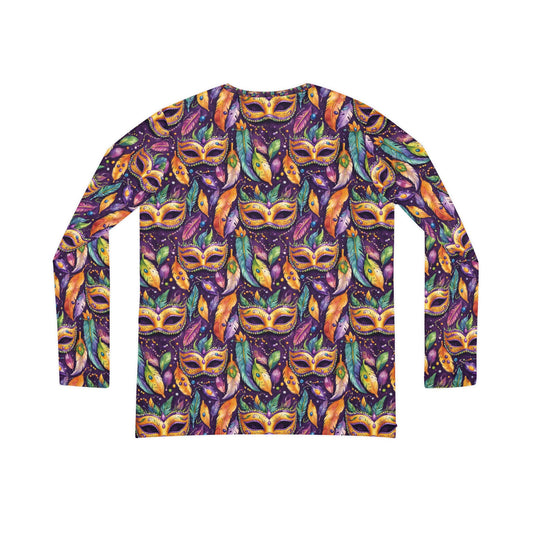 Mardi Gras Mask and Beads all over print Women's Long Sleeve V-neck Shirt (AOP)