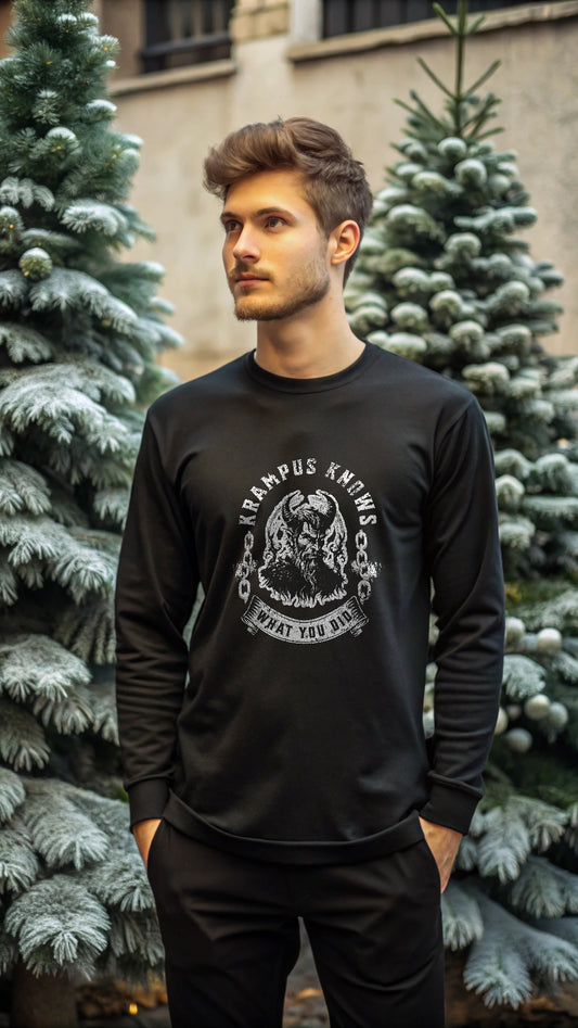 Krampus Knows Naughty Christmas Unisex Jersey Long Sleeve Tee