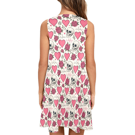 Heart and Skulls Sleeveless Tank Dress