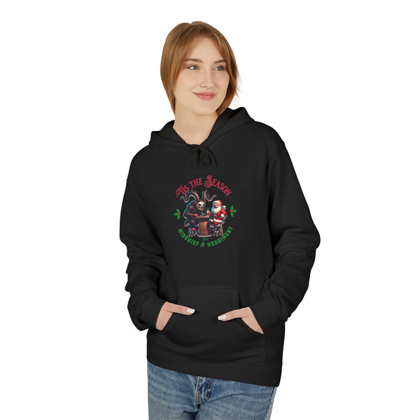 Tis the season for mischief and merriment Krampus Santa Unisex Midweight Softstyle Fleece Hoodie