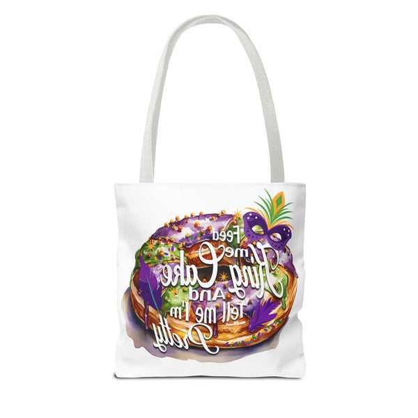 Feed me King Cake and tell me I'm pretty Mardi Gras bead Tote Bag (AOP)