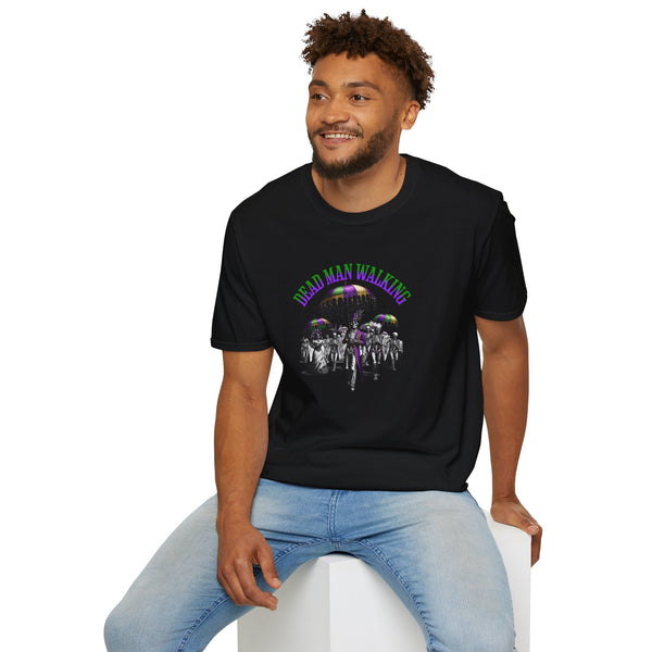 Deadman Walking skeleton creepy mardi gras Unisex Softstyle T-Shirt