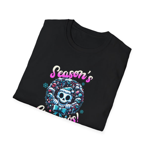 Season's Creepings Skull Wreath Unisex Softstyle T-Shirt