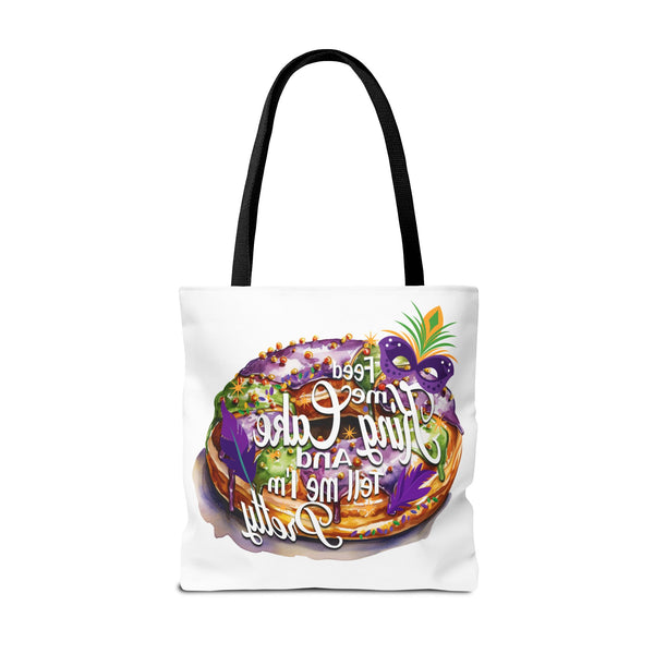 Feed me King Cake and tell me I'm pretty Mardi Gras bead Tote Bag (AOP)