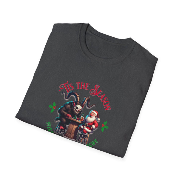 Tis the Season for Mischief & Merriment Krampus and Santa Unisex Softstyle T-Shirt