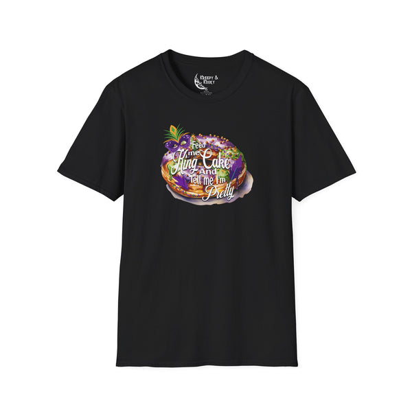 Feed me king cake and tell me I'm pretty mardi gras Unisex Softstyle T-Shirt