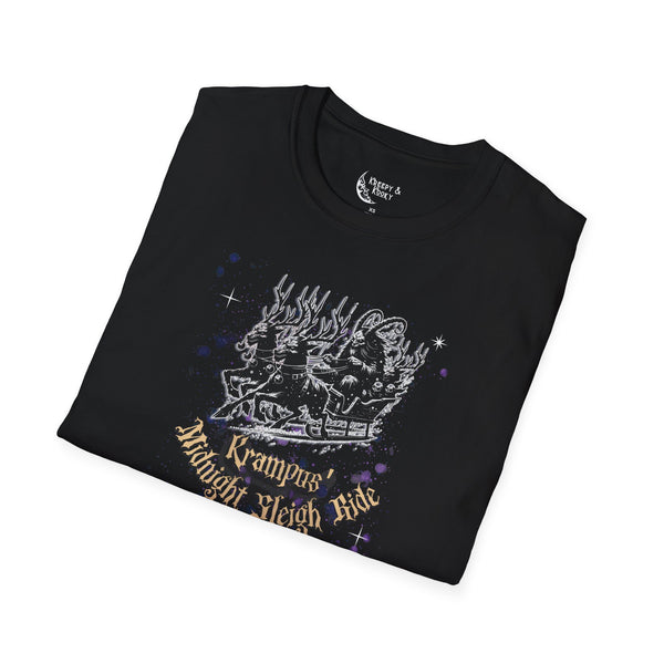 Krampus Midnight Sleigh Rides Black Unisex Softstyle T-Shirt