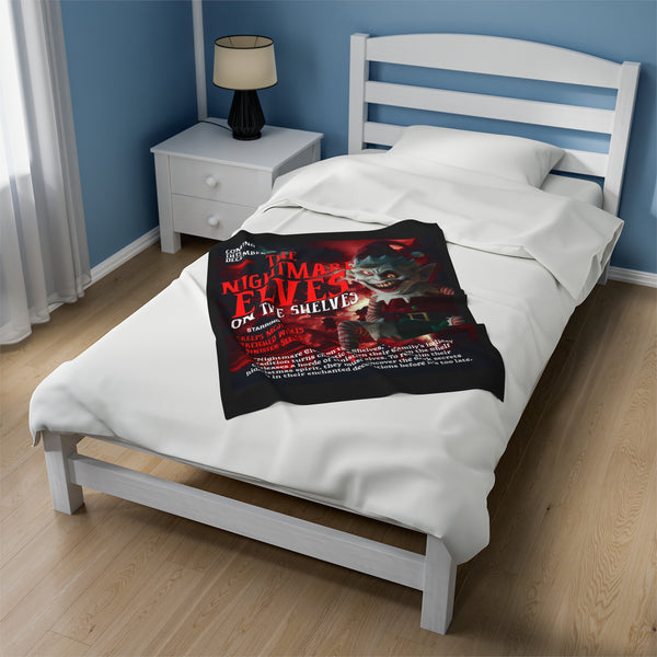 Nightmare Elves on the Shelves Velveteen Plush Blanket