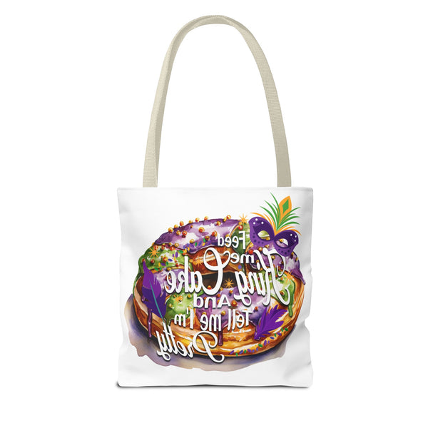 Feed me King Cake and tell me I'm pretty Mardi Gras bead Tote Bag (AOP)