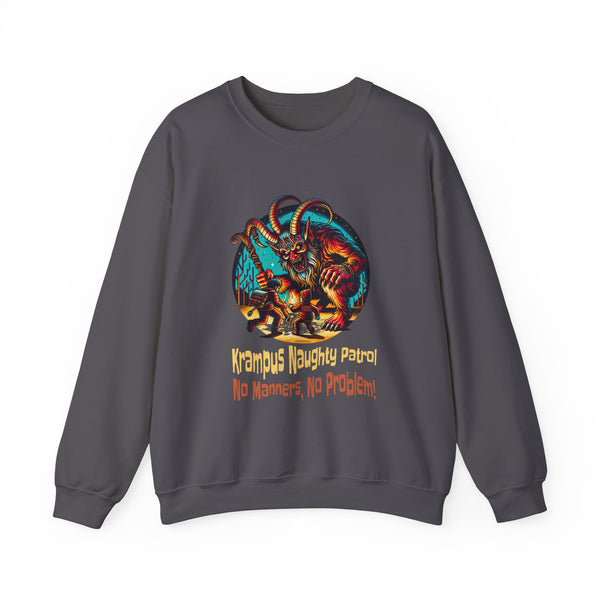 Krampus Naughty Patrol No Manners No Problem Unisex Heavy Blend™ Crewneck Sweatshirt