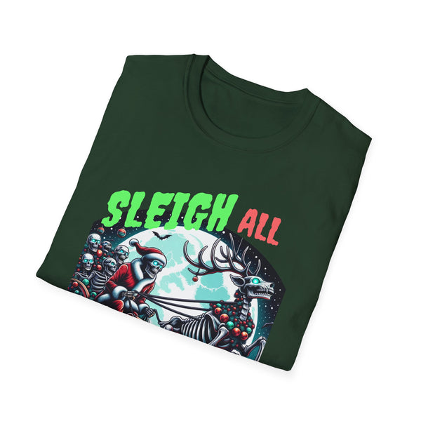 Sleigh All Day Christmas spirit scary creepy Unisex Softstyle T-Shirt