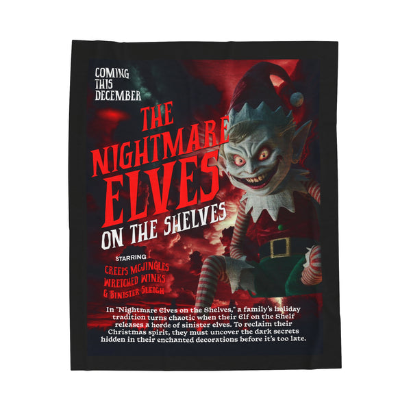 Nightmare Elves on the Shelves Velveteen Plush Blanket