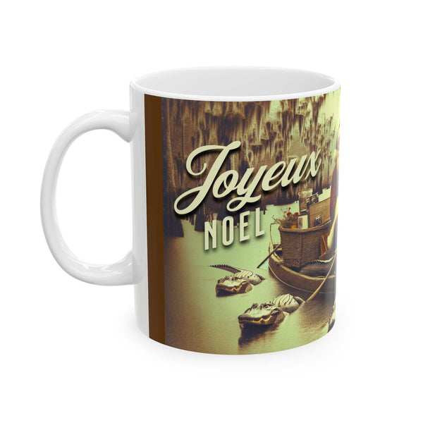 Vintage Joyeux Noel Papa Noel cajun christmas Ceramic Mug, (11oz, 15oz)