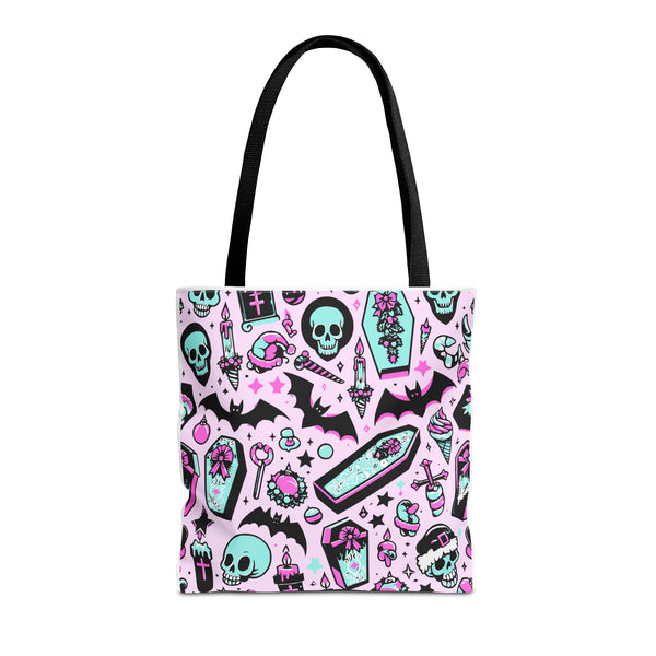 Coquette Goth Bat Coffin Tote Bag