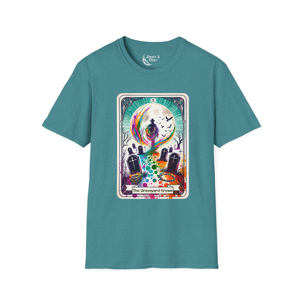 The Graveyard Krewe tarot skeleton creepy mardi gras Unisex Softstyle T-Shirt