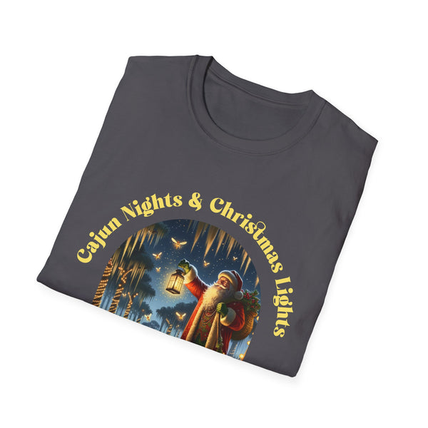 Cajun Night and Christmas Lights Papa Noel Louisiana Unisex Softstyle T-Shirt