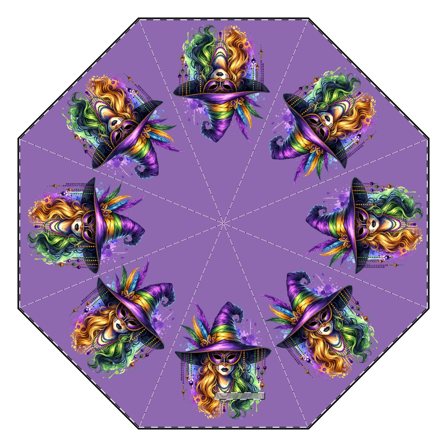Mardi Gras Witch Semi-Automatic Foldable Umbrella
