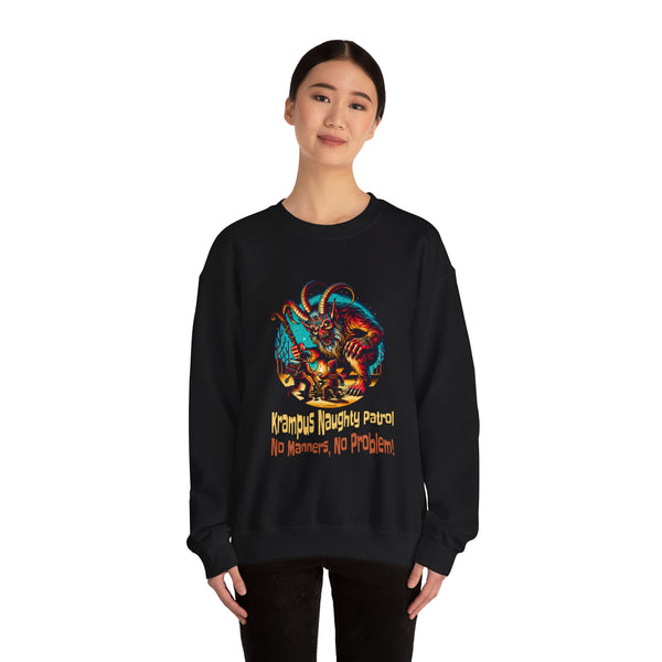 Krampus Naughty Patrol No Manners No Problem Unisex Heavy Blend™ Crewneck Sweatshirt