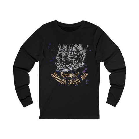 Krampus Midnight Sleigh Ride Long Sleeve Dark Unisex Jersey Long Sleeve Tee