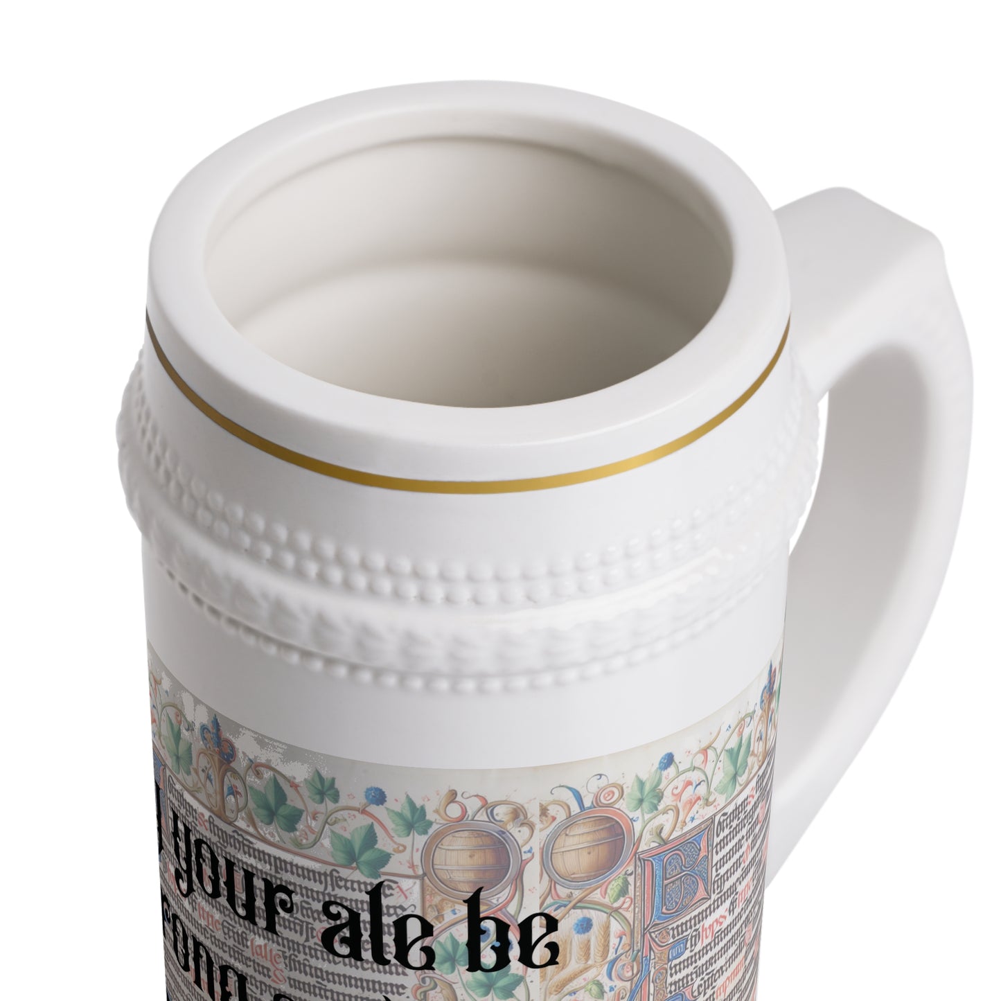 Medieval Viking Castle-Core Beer Stein Mug - Perfect Gift for Beer Lovers - 'May Your Ale Be Strong' Design
