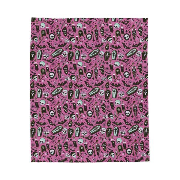 Whimsey Goth Skulls Velveteen Plush Blanket