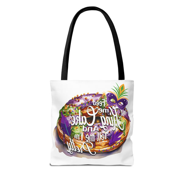 Feed me King Cake and tell me I'm pretty Mardi Gras bead Tote Bag (AOP)