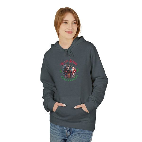 Tis the season for mischief and merriment Krampus Santa Unisex Midweight Softstyle Fleece Hoodie