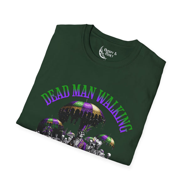 Deadman Walking skeleton creepy mardi gras Unisex Softstyle T-Shirt