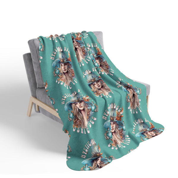 Mystical Vibes and Cosmic Tides Sea Witch Fleece Sherpa Blanket