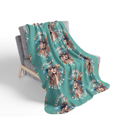 Mystical Vibes and Cosmic Tides Sea Witch Fleece Sherpa Blanket
