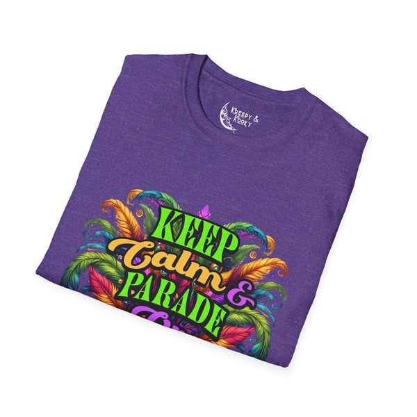 Keep Calm and Parade on mardi gras Unisex Softstyle T-Shirt