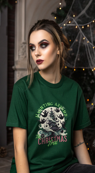 Haunting Around the Christmas Tree spirit scary creepy Unisex Softstyle T-Shirt