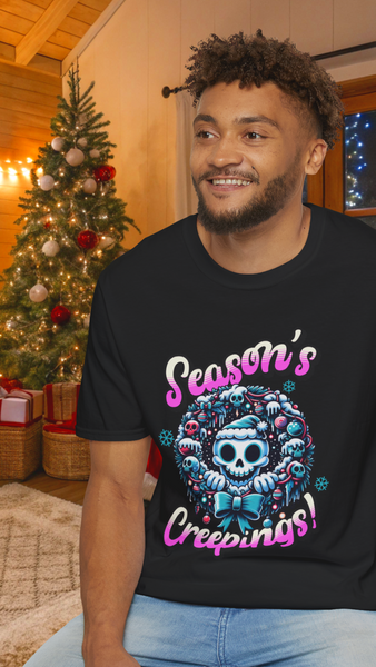 Season's Creepings Skull Wreath Unisex Softstyle T-Shirt