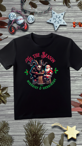 Tis the Season for Mischief & Merriment Krampus and Santa Unisex Softstyle T-Shirt