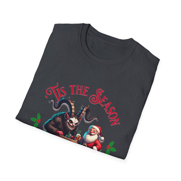 Tis the Season for Mischief & Merriment Krampus and Santa Unisex Softstyle T-Shirt