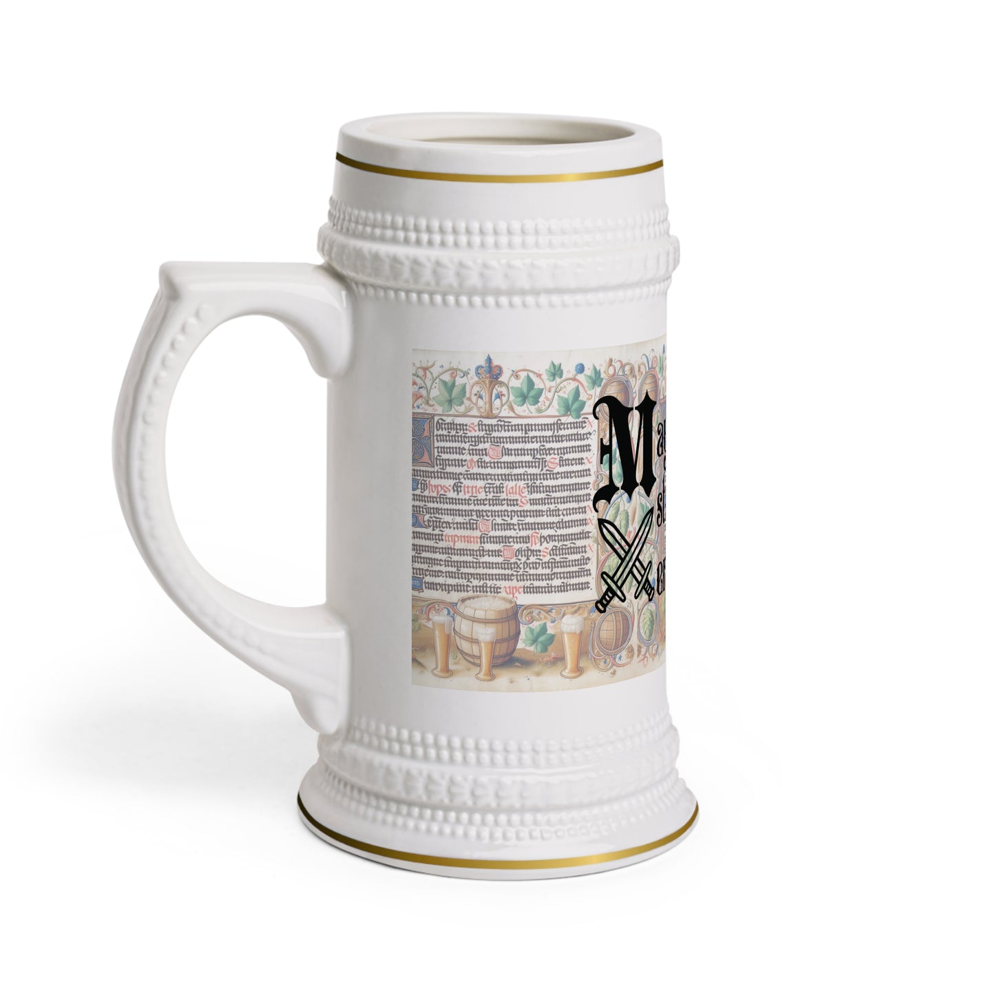 Medieval Viking Castle-Core Beer Stein Mug - Perfect Gift for Beer Lovers - 'May Your Ale Be Strong' Design