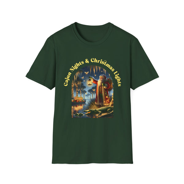 Cajun Night and Christmas Lights Papa Noel Louisiana Unisex Softstyle T-Shirt