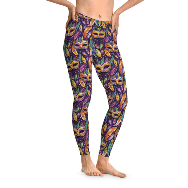 Mardi Gras Mask Stretchy Leggings