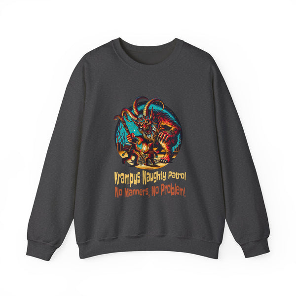 Krampus Naughty Patrol No Manners No Problem Unisex Heavy Blend™ Crewneck Sweatshirt