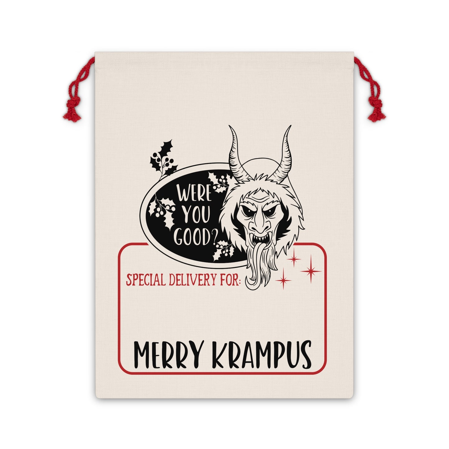 Merry Krampus Holiday Drawstring Present Pouch