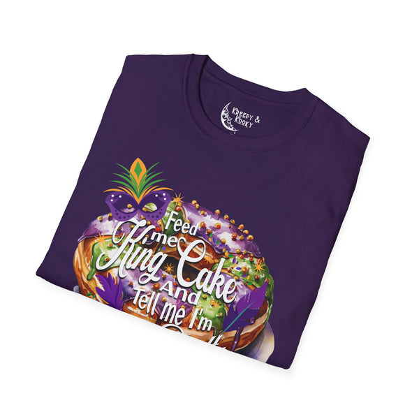 Feed me king cake and tell me I'm pretty mardi gras Unisex Softstyle T-Shirt