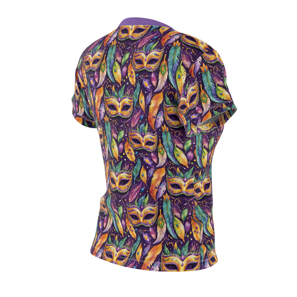 Mardi Gras masks and beads all over print tshirt