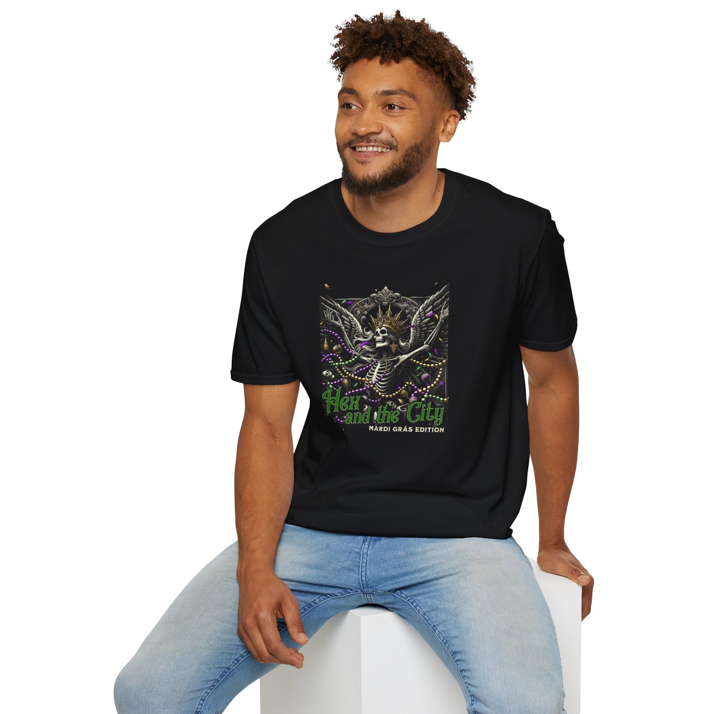 Hex in the City skeleton creepy mardi gras Unisex Softstyle T-Shirt