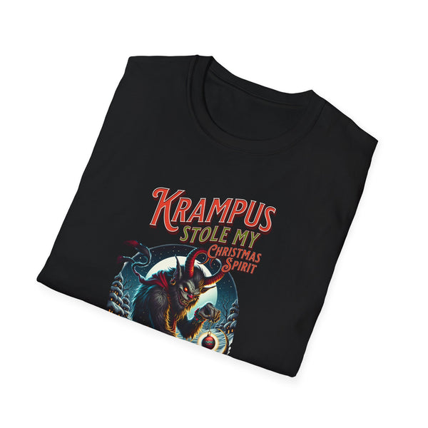 Krampus stole my christmas spirit scary creepy Unisex Softstyle T-Shirt